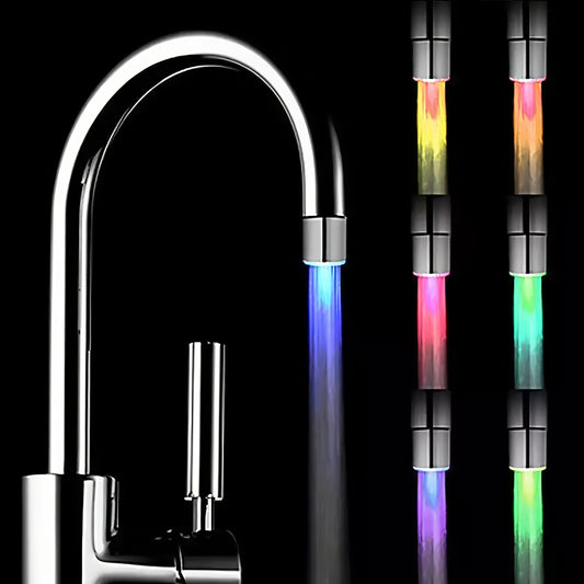 1pc Temperature Sensitive Gradient LED Faucet Light Water Stream Color Changing Faucet Tap Sink Faucet For Kitchen And Bathroom (No Battery Supply)