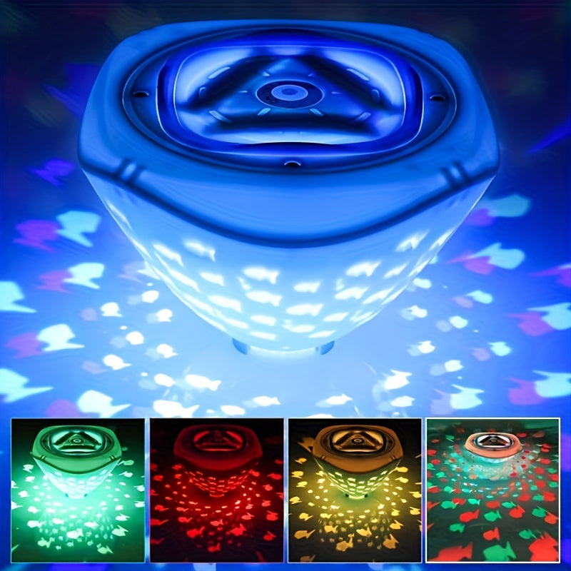 1pc Floating LED Bath Light, Multicolor Projection Light Fish Pattern, Water Fountain Underwater Lamp, Pool Pond Disco Light, Bathtub Fun & Party Decor