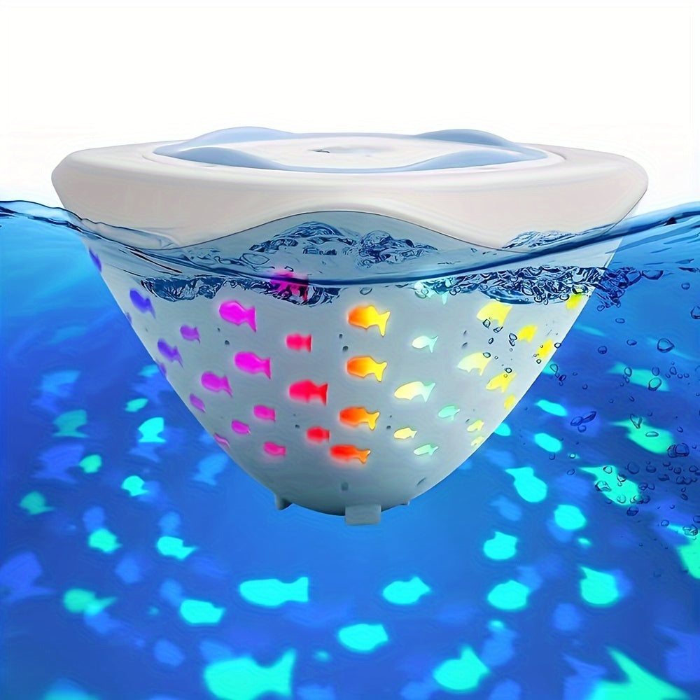 1pc Floating LED Bath Light, Multicolor Projection Light Fish Pattern, Water Fountain Underwater Lamp, Pool Pond Disco Light, Bathtub Fun & Party Decor