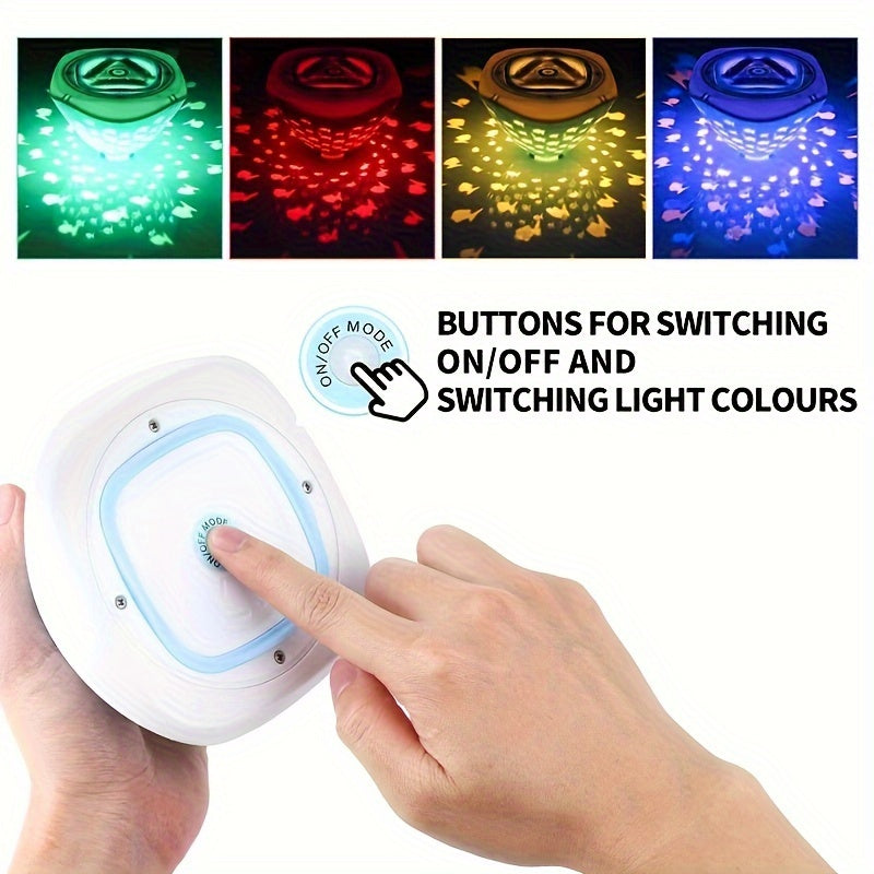 1pc Floating LED Bath Light, Multicolor Projection Light Fish Pattern, Water Fountain Underwater Lamp, Pool Pond Disco Light, Bathtub Fun & Party Decor