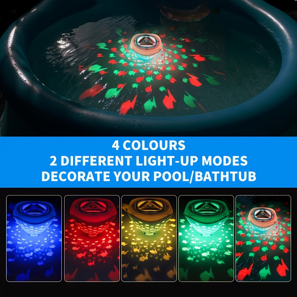 1pc Floating LED Bath Light, Multicolor Projection Light Fish Pattern, Water Fountain Underwater Lamp, Pool Pond Disco Light, Bathtub Fun & Party Decor