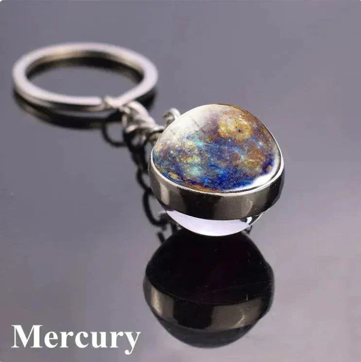 The Planets in The Solar System & Planets Key Ring with round keychain with Mercury design, zinc alloy.