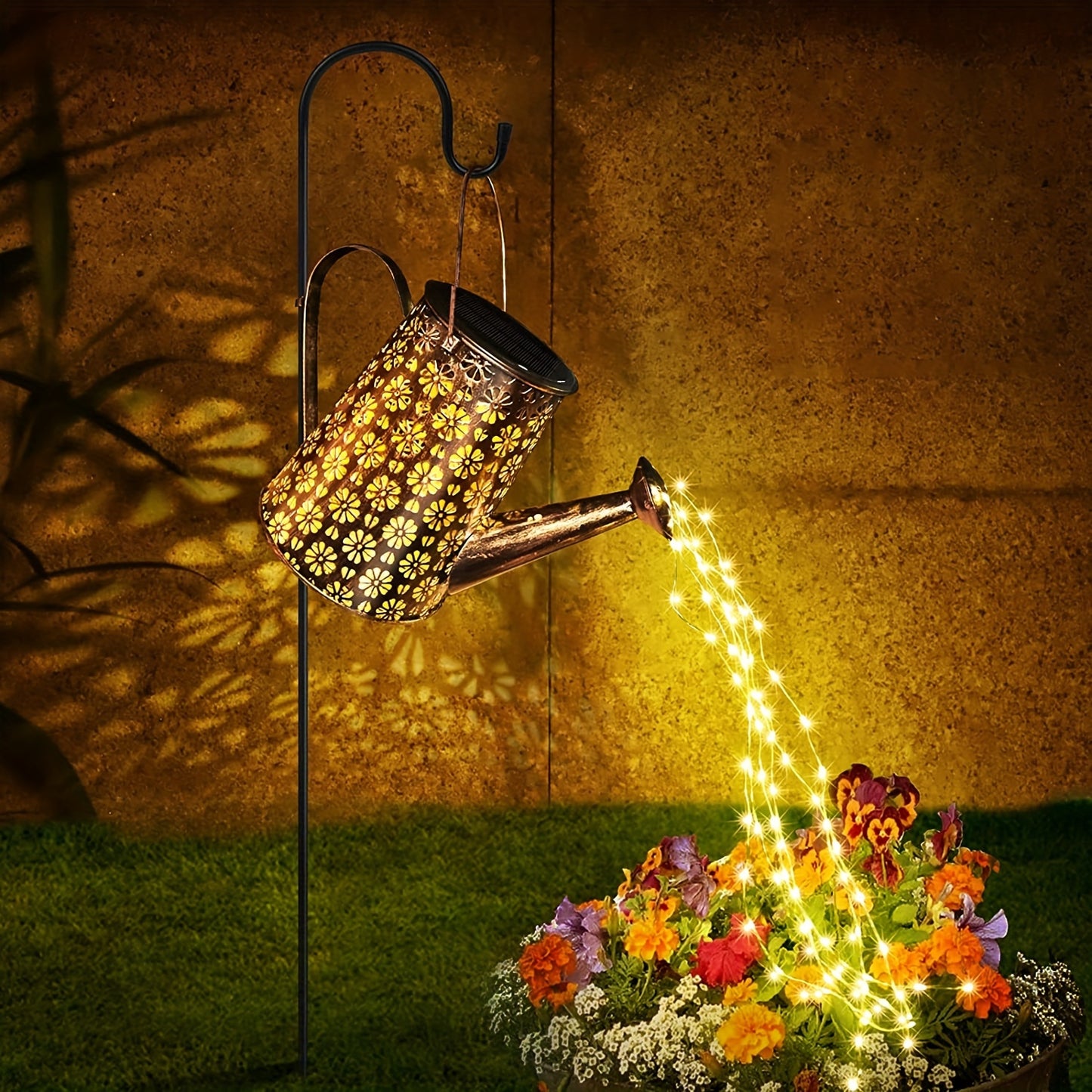 1PC Solar Watering Can Colorful/Warm White String Lights, Upgraded 90 LED Fairy Cascading Flashing Light Garden Ornaments Hanging Lantern Landscape Art Lamp For Yard Porch Patio Pathway Gardening Gift