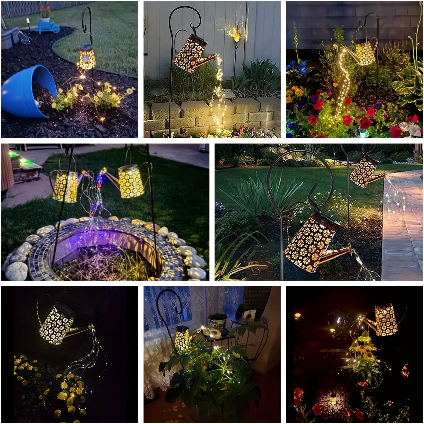 1PC Solar Watering Can Colorful/Warm White String Lights, Upgraded 90 LED Fairy Cascading Flashing Light Garden Ornaments Hanging Lantern Landscape Art Lamp For Yard Porch Patio Pathway Gardening Gift