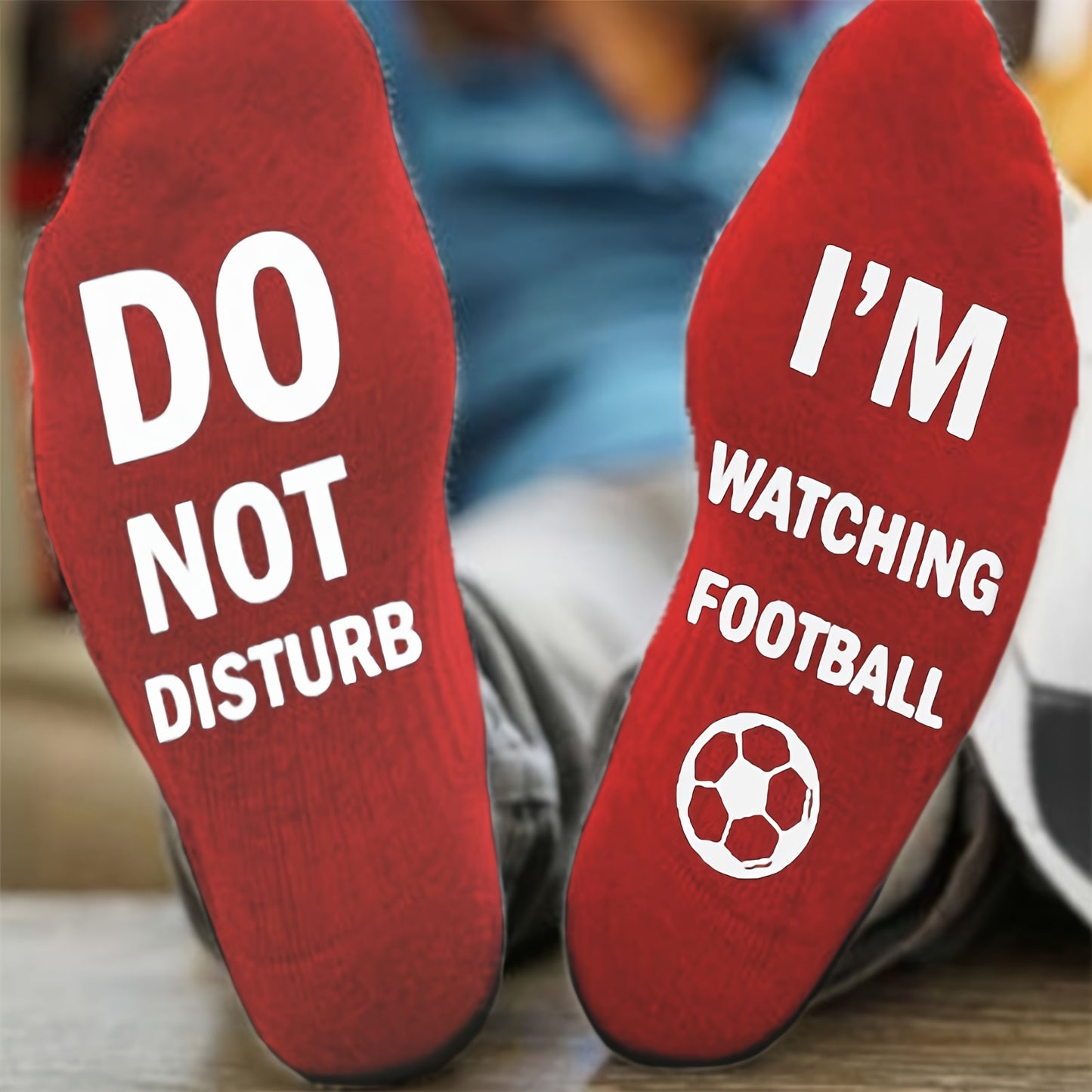 Funny Men's Cotton Breathable Novelty "Do Not Disturb" Football Theme Crew Socks