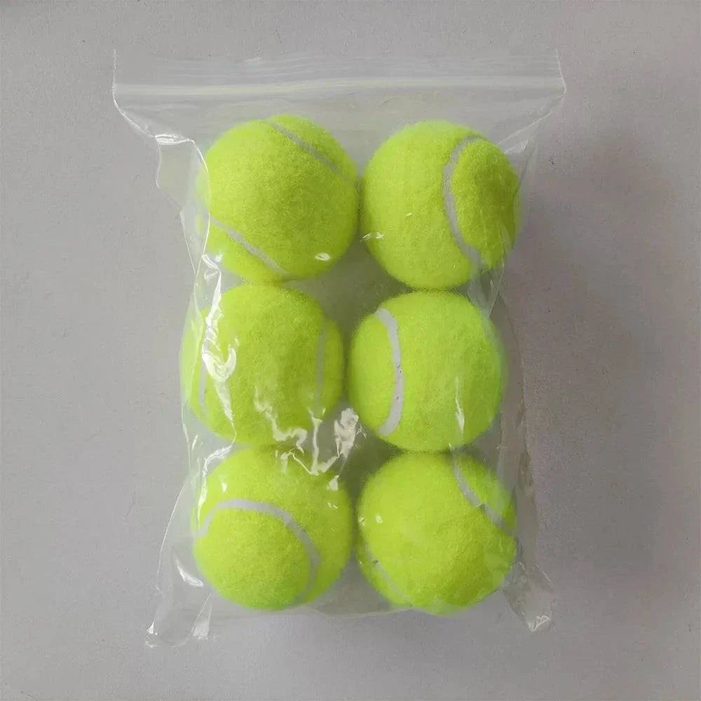 6-pack of tennis balls for pets in a clear plastic bag