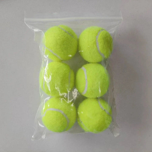 6-pack of tennis balls for pets in a clear plastic bag