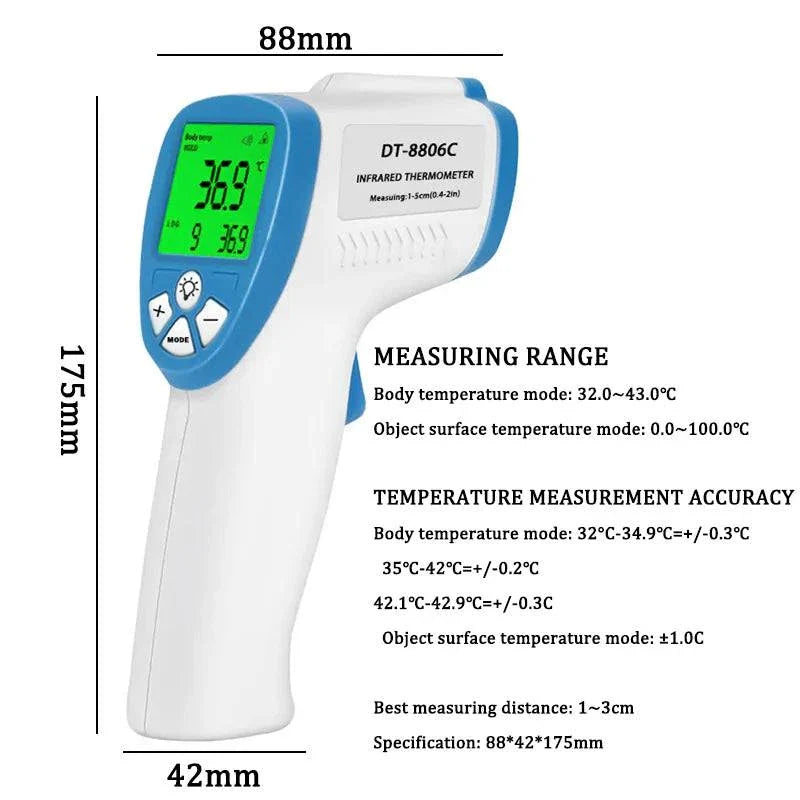 Digital Infrared Forehead Thermometer with ergonomic design and advanced infrared technology for accurate, non-contact temperature readings.