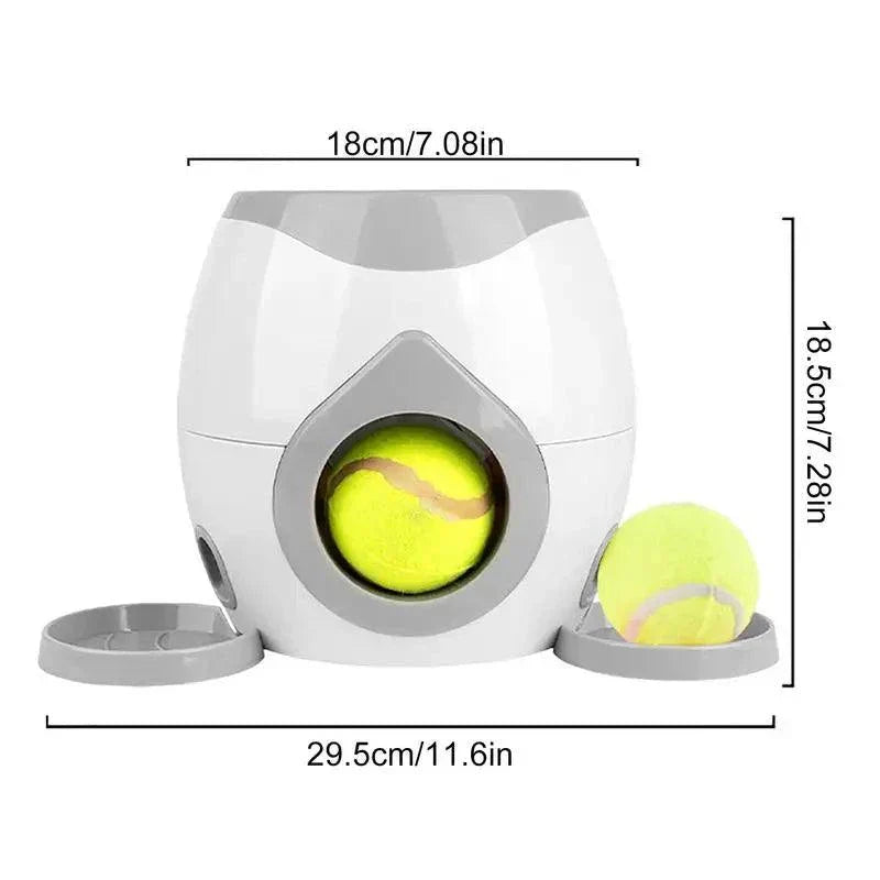 Dog Toy and Puppy Tennis Ball Launcher Toy With Food Treat Dispenser thats a Interactive dog ball thrower with food reward feature for pets, providing engaging exercise and entertainment.