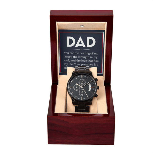 Black Chronograph Watch -Black Chronograph Watch - For Dad Your Presence Is A Gift