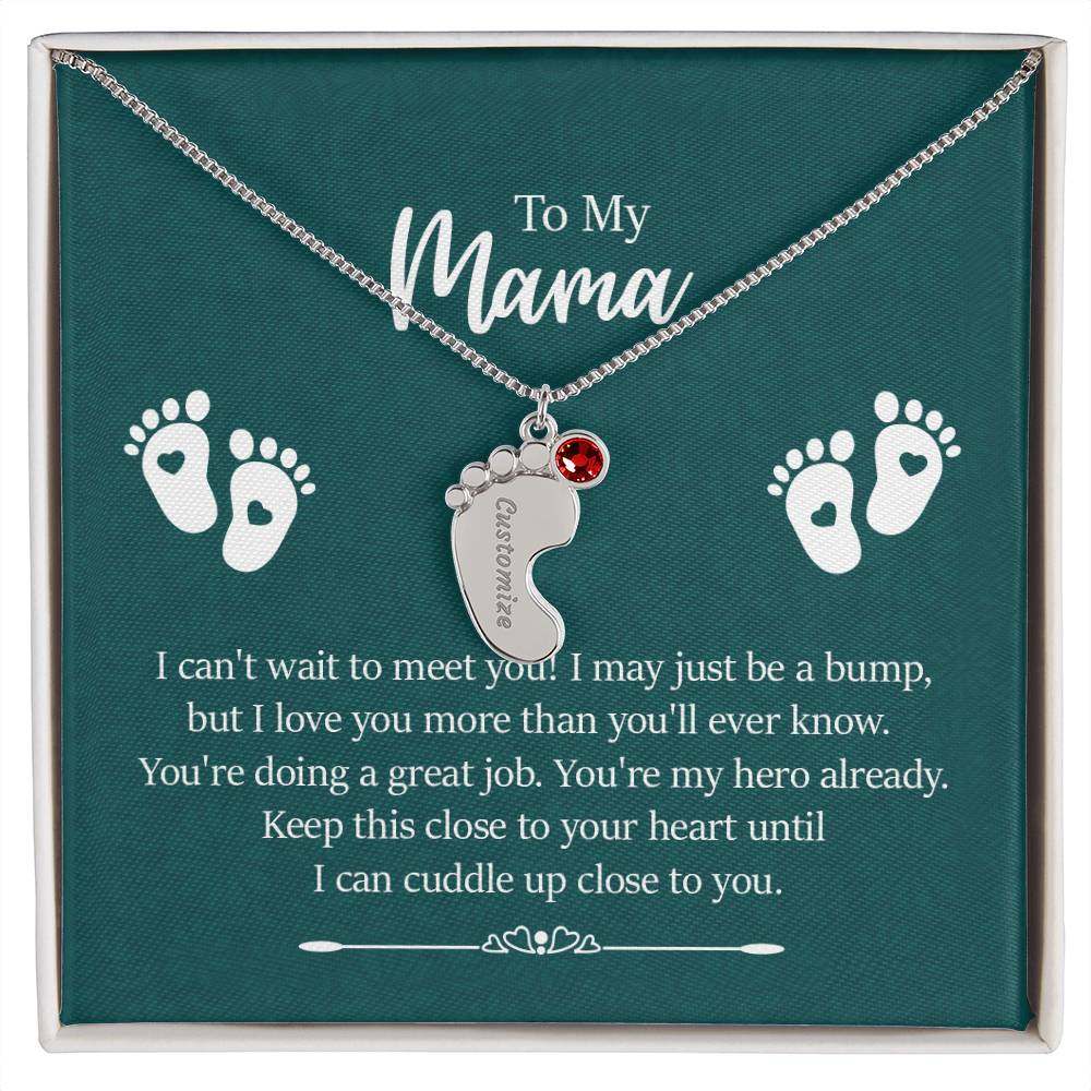 Engraved Baby FeetEngraved Baby Feet with Birthstones Necklace - To My Mama