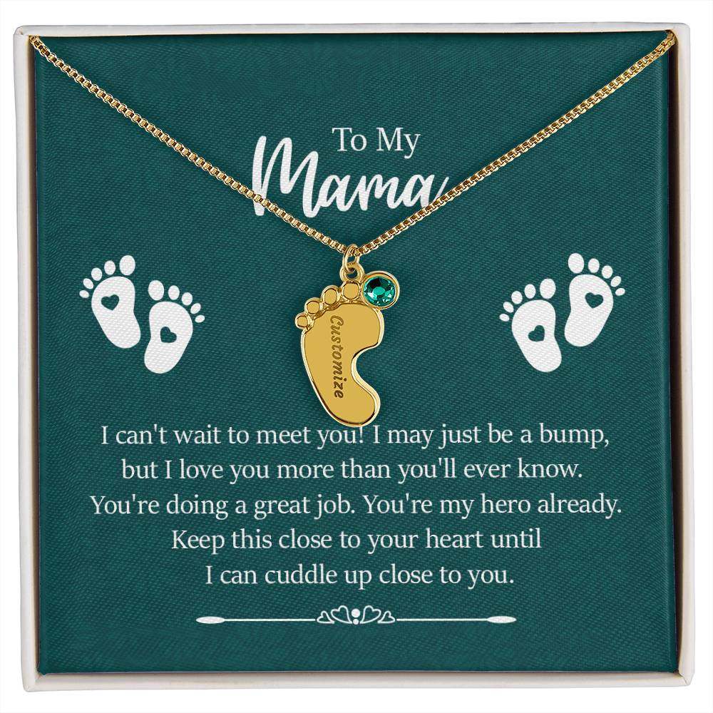 Engraved Baby FeetEngraved Baby Feet with Birthstones Necklace - To My Mama