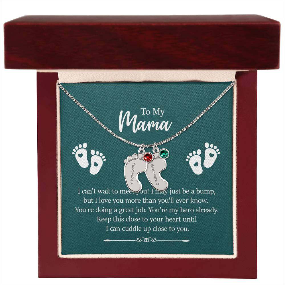 Engraved Baby FeetEngraved Baby Feet with Birthstones Necklace - To My Mama