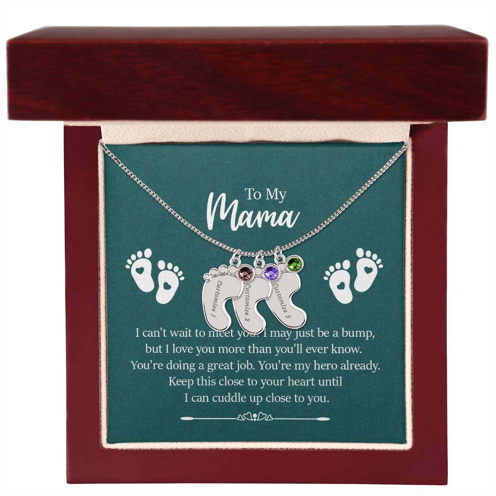 Engraved Baby FeetEngraved Baby Feet with Birthstones Necklace - To My Mama