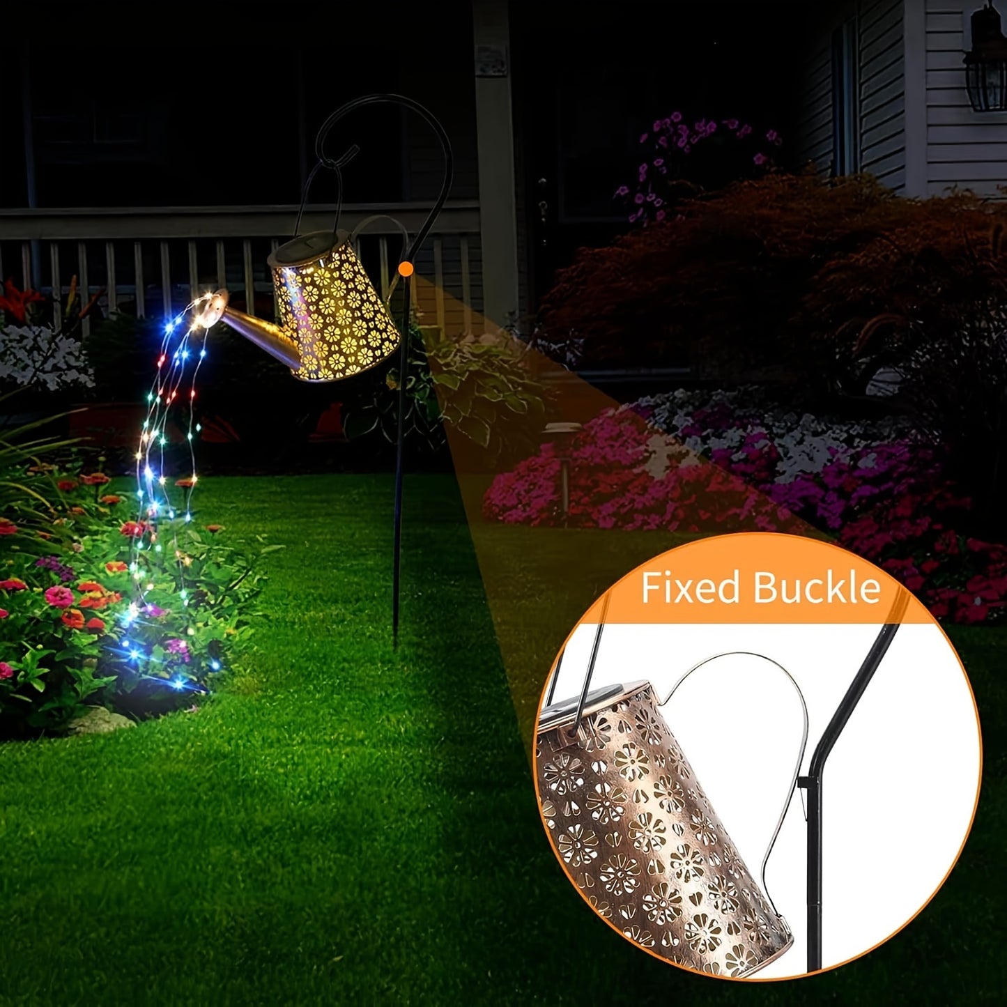 1PC Solar Watering Can Colorful/Warm White String Lights, Upgraded 90 LED Fairy Cascading Flashing Light Garden Ornaments Hanging Lantern Landscape Art Lamp For Yard Porch Patio Pathway Gardening Gift