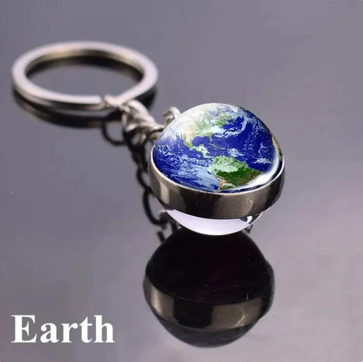 The Planets in The Solar System & Planets Key Ring featuring Earth model, sleek zinc alloy design