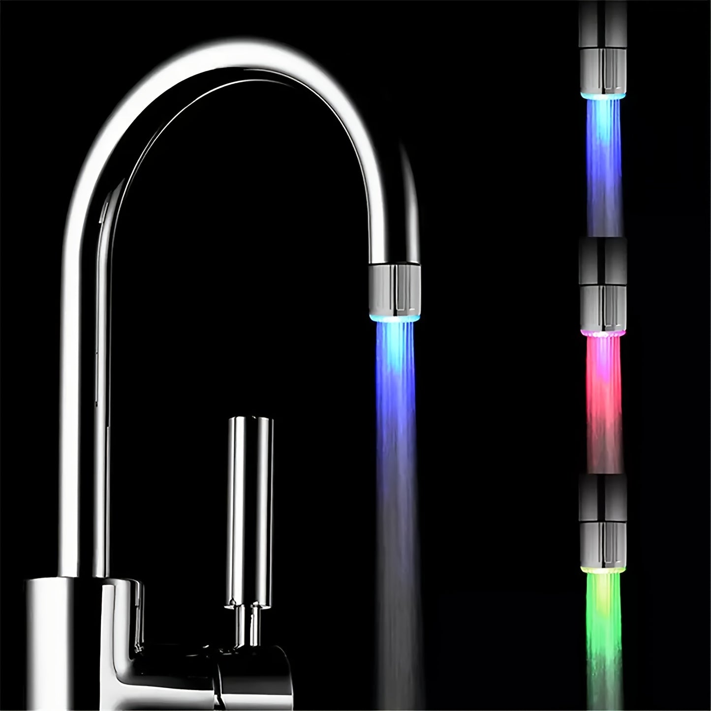 1pc Temperature Sensitive Gradient LED Faucet Light Water Stream Color Changing Faucet Tap Sink Faucet For Kitchen And Bathroom (No Battery Supply)