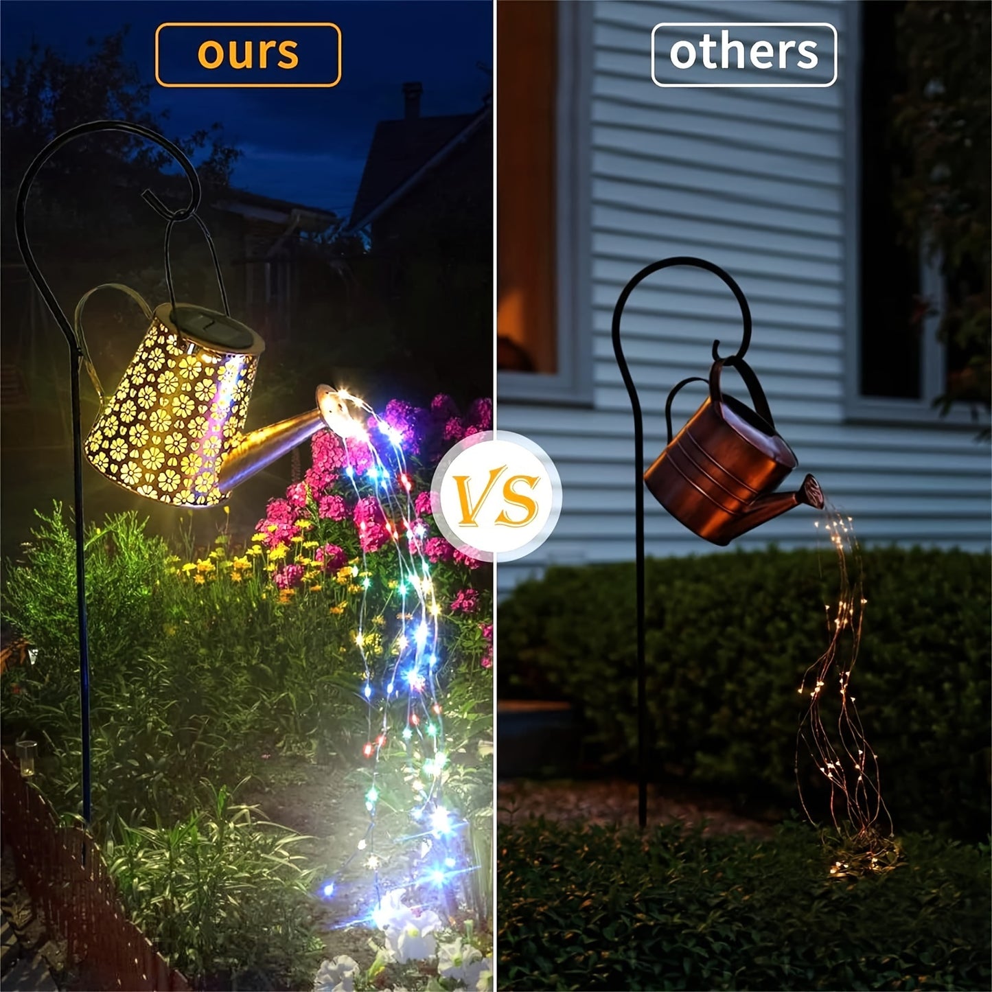 1PC Solar Watering Can Colorful/Warm White String Lights, Upgraded 90 LED Fairy Cascading Flashing Light Garden Ornaments Hanging Lantern Landscape Art Lamp For Yard Porch Patio Pathway Gardening Gift