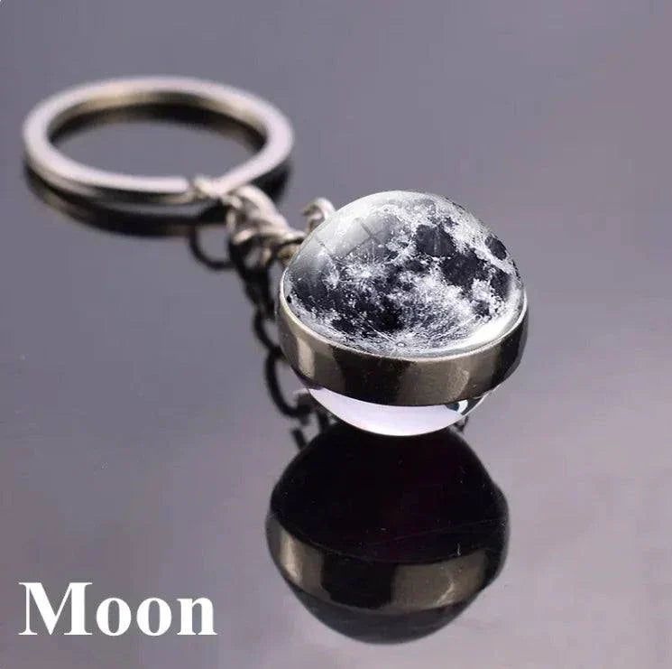 The Planets in The Solar System & Planets Key Ring featuring Moon design, sleek and durable zinc alloy.