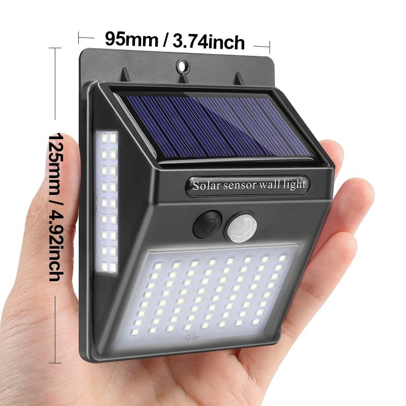 Compact Garden Solar Lamp with LED lights, motion sensor, and waterproof design for outdoor use.