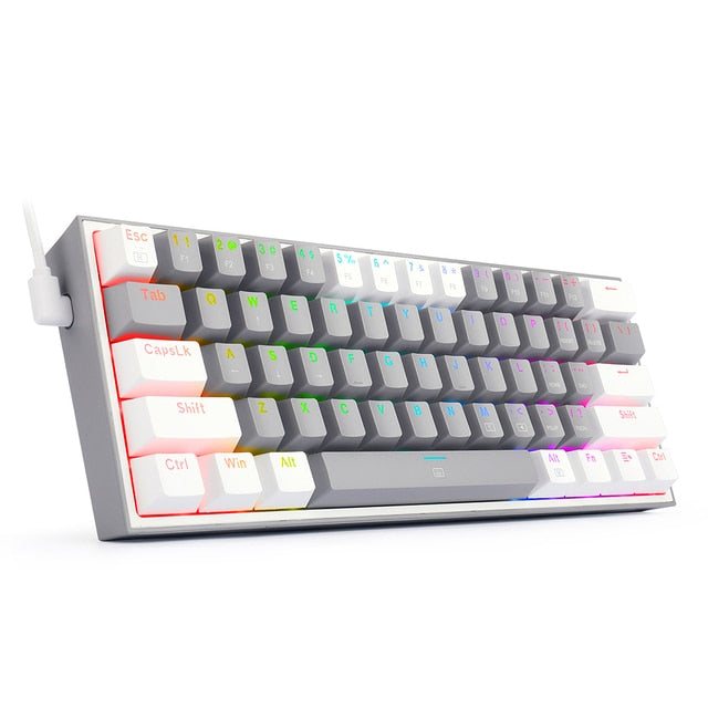 Mini Gaming Wired Keyboard, Redragon K617, 60% compact design, RGB backlighting, hot-swappable switches, wired USB-C connectivity.