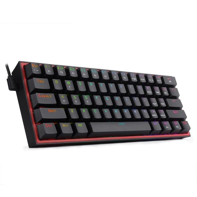 Mini Gaming Wired Keyboard with RGB backlighting, 60% compact design, and hot-swappable switches for customizable gaming experience.