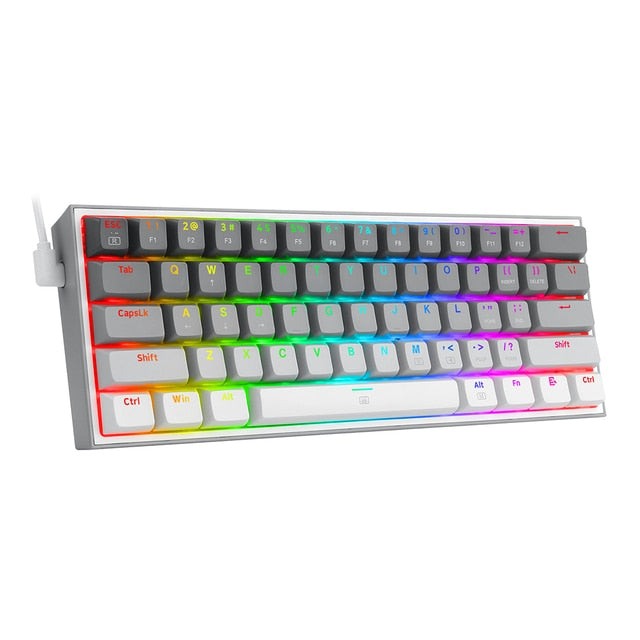 Mini Gaming Wired Keyboard with RGB backlighting, 60% compact design, detachable USB-C cable, and customizable features for gamers.